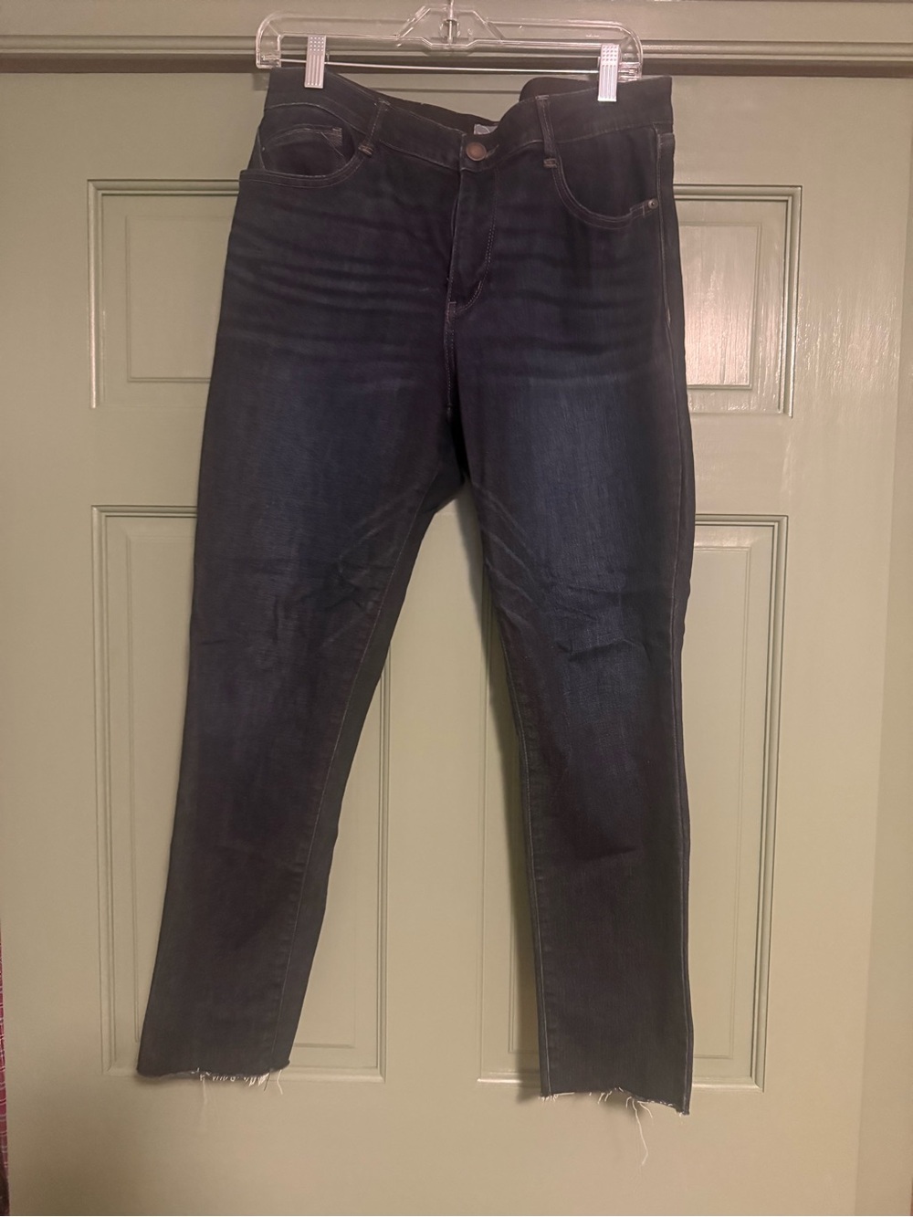 Wit & Wisdom Dark Indigo Raw Hem Cropped Ankle Jeans